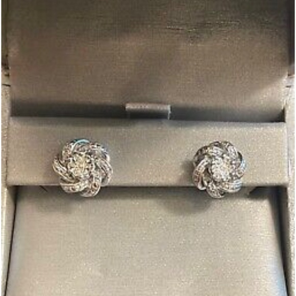 Zales Diamond Twisted Knot Flower Cluster Stud Earrings - Picture 2 of 2